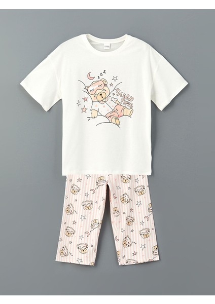 Yeni Sezon Bisiklet Yaka Kiz Cocuk Pijama Takim - S5I061Z4
