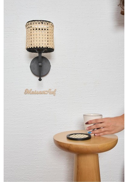 Siyah Rattan ve Hazeran Duvar Aydınlatması, Kablosuz, Pilli, Ledli, Modern Tasarım fırsatları