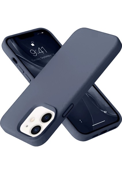 iPhone 12 Kılıf Nano Içi Kadife Silikon - Lacivert - YKD9747-7975