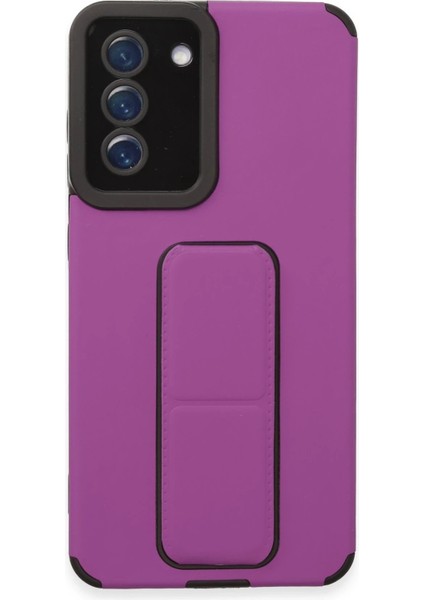 Samsung Galaxy S21 Fe Kılıf Mega Standlı Silikon - Mor - YKD4688-8074