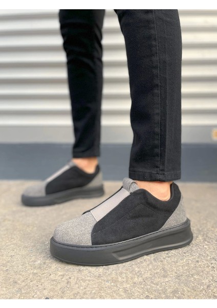 JY007 Alba Bağcıksız Süet Erkek Günlük Sneaker Ayakkabı Sst Gri/siyah