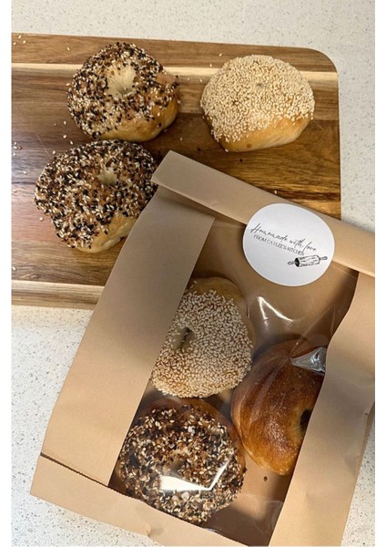 100 Adet 17X30 Pencereli Kraft Kese Kağıdı Gıdaya Uygun Poğaça Tost Sandviç Simit Kağıdı
