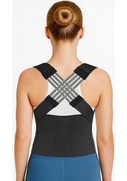 Duruş Desteği Korse, Kadın ve Erkek Için Bel ve Sırt Destekleyici, Siyah