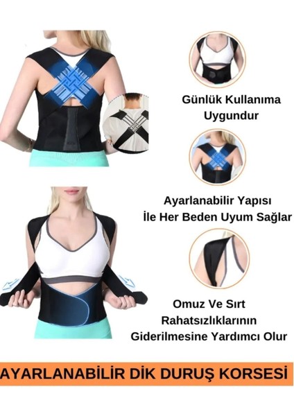 Duruş Desteği Korse, Kadın ve Erkek Için Bel ve Sırt Destekleyici, Siyah indirimleri