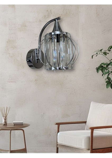 Krom Kristal Aplik Bej Şıklığıyla Evinize Zarafet Katan Dekorasyon Parçası