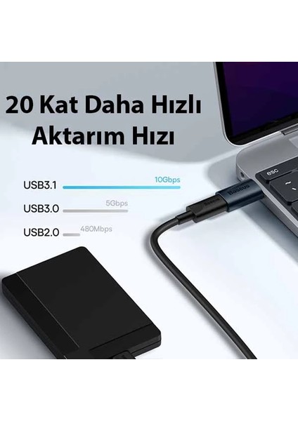 Baseus USB 3.1 To Type-C Dönüştürücü Adaptör Mini Otg Baseus Ingenuity Series - YKD6914-7632