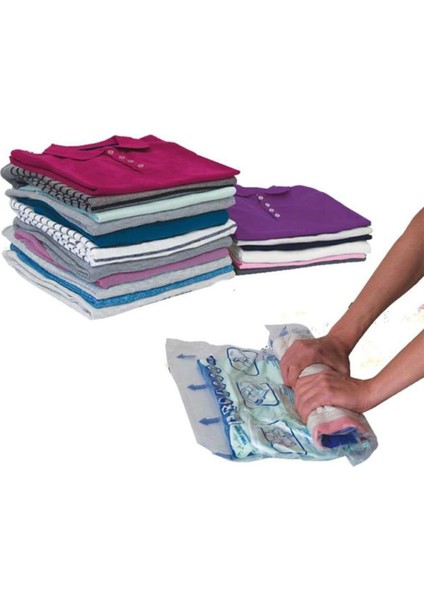 3'lü Şeffaf Vakumlu Seyahat Poşeti Seti, Hafif ve Pratik Bagaj Düzeni Için