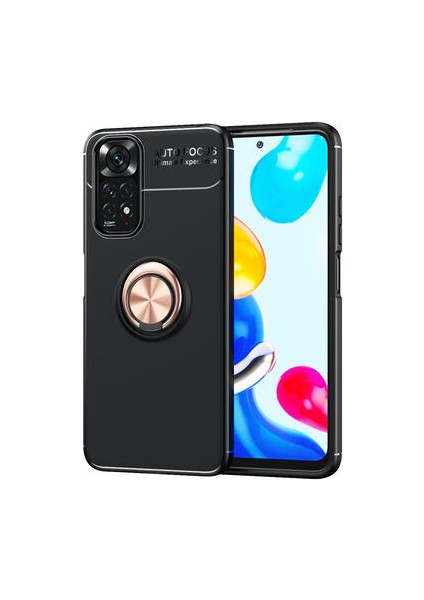 Redmi Note 11S Global Ultra Koruma Sağlayan Stand Özellikli Ringguard Yüzüklü Silikon Kılıf