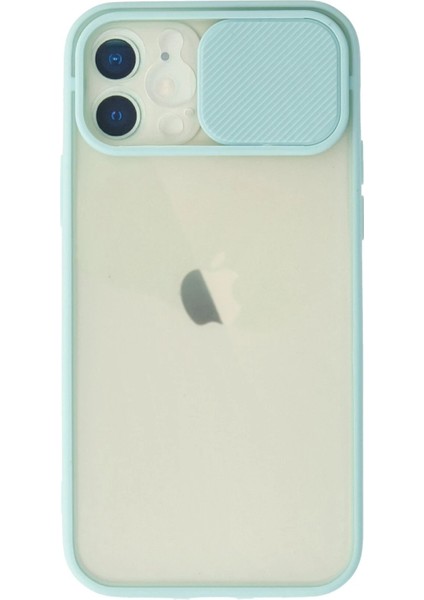 iPhone 12 Kılıf Palm Buzlu Kamera Sürgülü Silikon - Turkuaz - YKD1007-1084