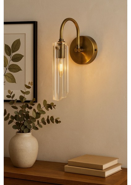 Şık Kesik Cam Aplik, Antik Bronz Detaylı, Zarif ve Modern Tasarım fiyatları