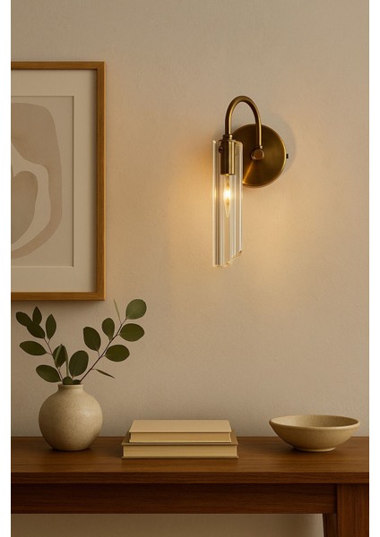 Şık Kesik Cam Aplik, Antik Bronz Detaylı, Zarif ve Modern Tasarım modelleri