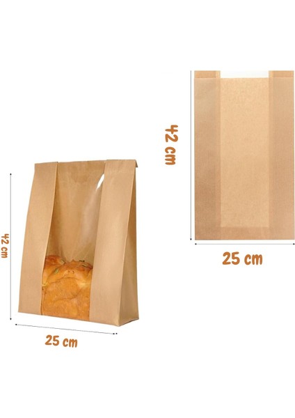 20 Adet 25X42 Büyük Boy Pencereli Kraft Kese Kağıdı Gıdaya Uygun Poğaça Ekmek Kek Kağıdı fırsatları