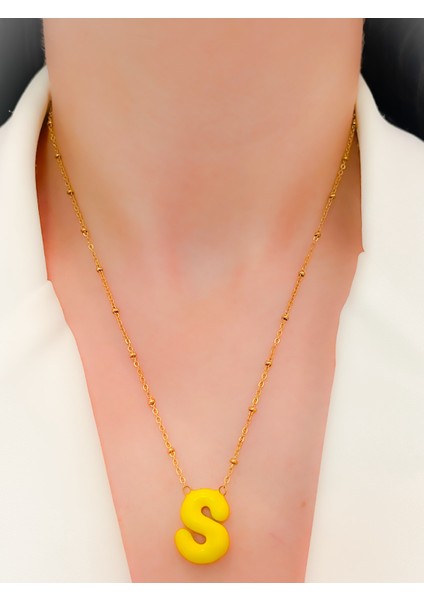 Çelik Kolye S Harfli Kolye Renkli Balon Harf Kolye fiyatları