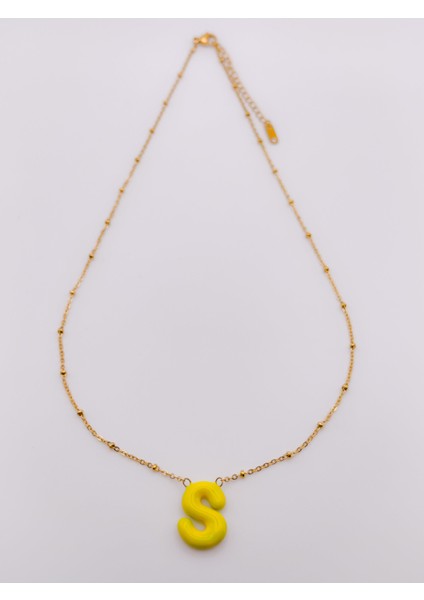 Çelik Kolye S Harfli Kolye Renkli Balon Harf Kolye modelleri