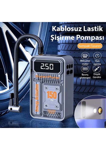 Ezere 150PSI Tasinabilir Araba Yüksek Güçlü Elektrikli Kablosuz Lastik Hava Pomp - YKD9346-8088 fiyatları
