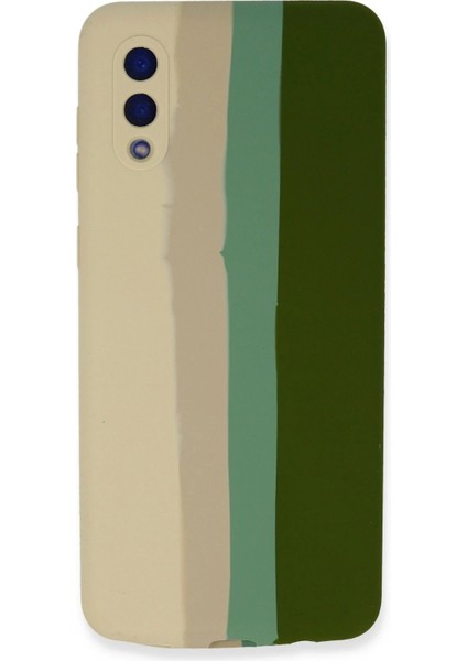 Samsung Galaxy A02 Kılıf Ebruli Lansman Silikon - Beyaz-Yeşil - YKD1670-1435