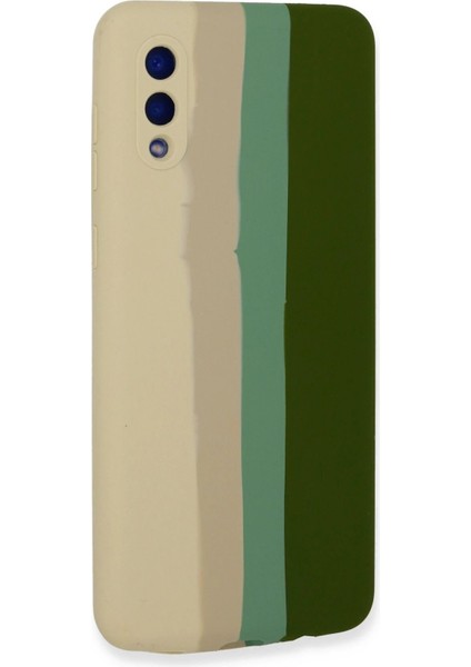 Samsung Galaxy A02 Kılıf Ebruli Lansman Silikon - Beyaz-Yeşil - YKD1670-1435 modelleri