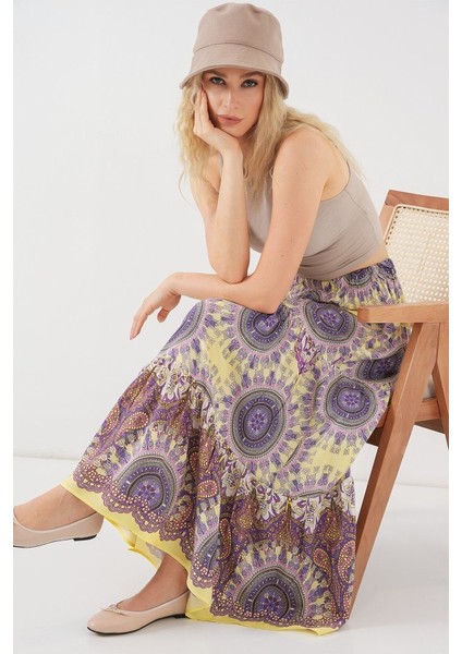 1898 Desenli Uzun Etek - Sarı modelleri