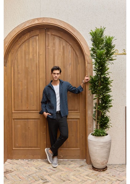 Arkit Erkek Çizgili Viskon Oversize Gömlek modelleri