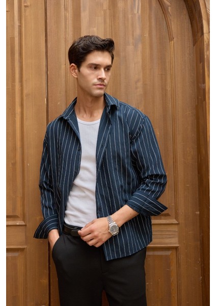 Arkit Erkek Çizgili Viskon Oversize Gömlek indirimleri