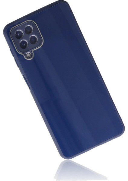 Samsung Galaxy A22 Kılıf Glass Kapak - Lacivert - YKD3973-5834