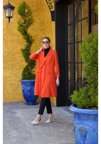 Blazer Uzun Ceket Oranj 35203