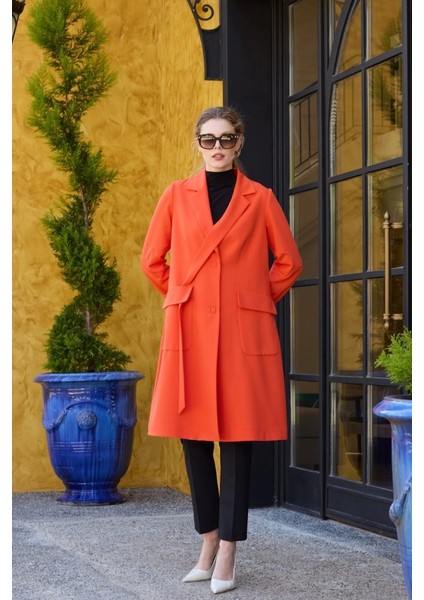 Blazer Uzun Ceket Oranj 35203 fırsatları
