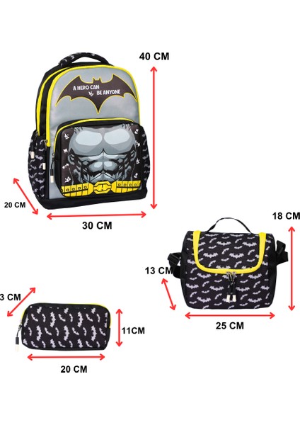 3’lü Ilkokul Sarı Baskılı, Erkek Çocuk Beslenmeli ve Kalemlikli Okul Çantası fiyatları