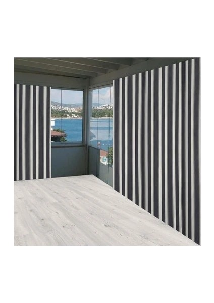 Gri Beyaz Su Geçirmez Balkon Perdesi Branda