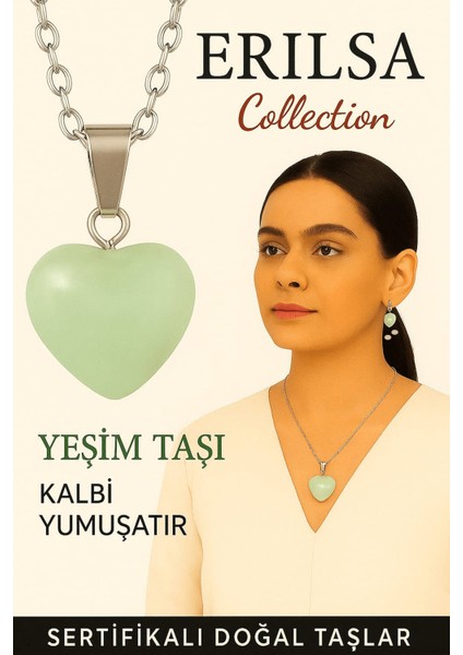 Sertifikalı Kalp Model Jade Yeşim Taşı Kolye – Kalbi Yumuşatır, Iç Huzur