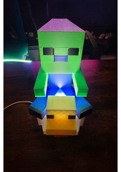 Renkli Minecraft ve Tavuk Tasarımlı Güzel Gece Lambası fiyatları