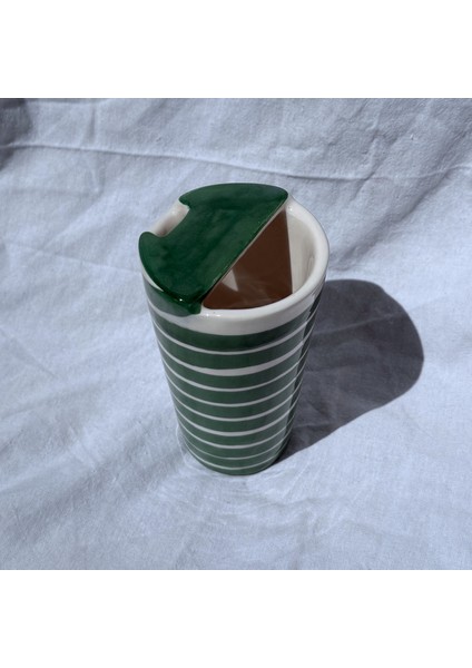 Arche Ceramic El Yapımı Seramik Kupa - Latte Bardağı - Yeşil - 220 ml - Tekli modelleri