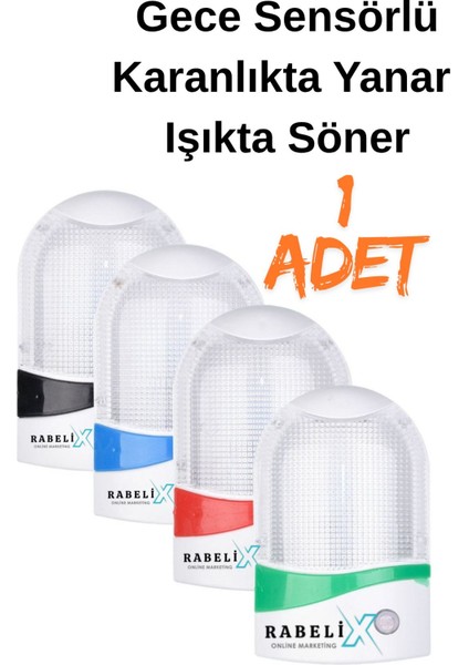 Sensörlü Renkli LED Oda Lambası, Otomatik Yanıp Sönme Özelliğiyle Güvenli ve Pratik Kullanım