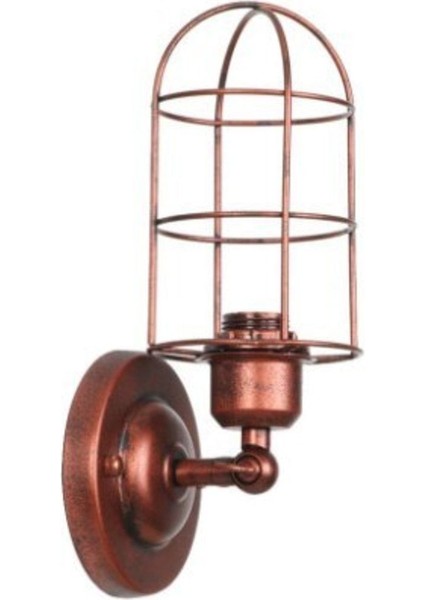 Retro Bakır Eskitme Kafes Duvar Aplik, Şık ve Modern Dekoratif Ürün.
