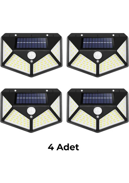 Siyah Bahçe Lambası 4'lü Set, Güneş Enerjili, Led, Aydınlatma, Dış Mekan Dekoru