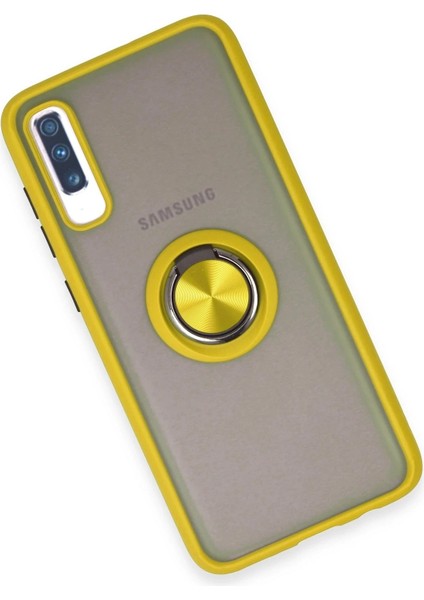 Samsung Galaxy A70 Kılıf Montreal Yüzüklü Silikon Kapak - Sarı - YKD4336-3502