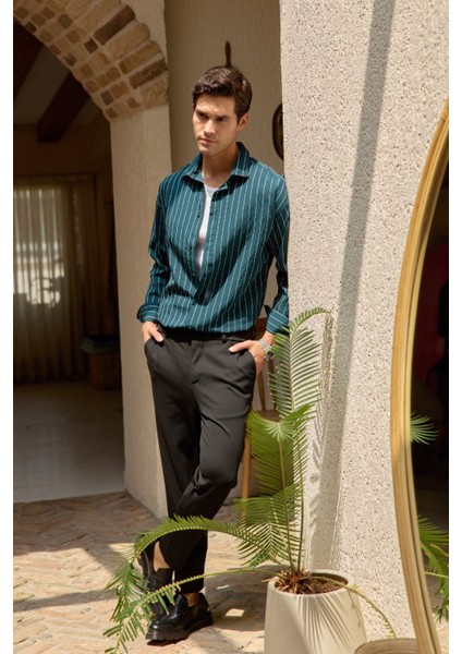 Arkit Erkek Çizgili Viskon Oversize Gömlek fiyatları