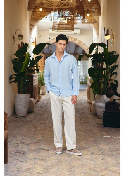 Arkit Erkek Çizgili Viskon Oversize Gömlek fırsatları