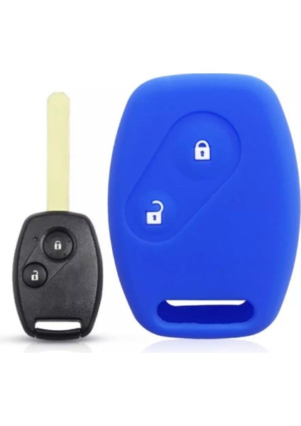 Mavi Renk Silikon Anahtar Koruma Kılıfı, Honda Civic Fd6, Crv, Accord Uyumlu