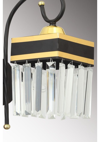 Siyah Kule Kristal Taşlı Sarı Şeritli Kare Aplik Modern ve Şık Dekorasyon Parçası fırsatları