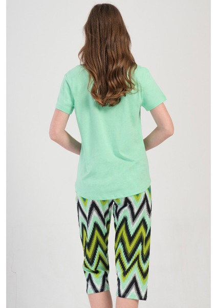 Pamuklu Kadın Kısa Kol Kaprili Pijama Takım , 409111 fırsatları