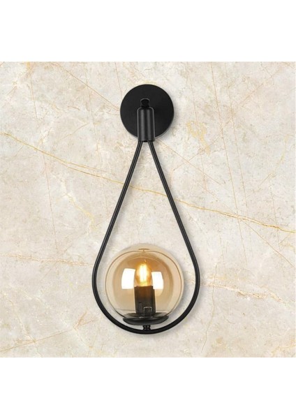 Şık Siyah Bal Cam Damla Aplik 1 Adet, Modern ve Zarif Tasarım.