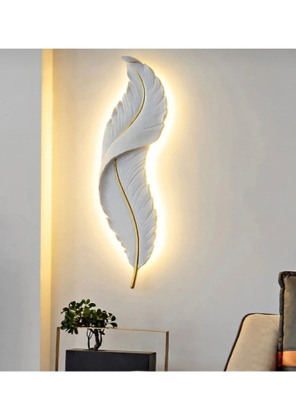 Led'li Pilli Dekoratif Tüy Aplik Duvar Aydınlatma Beyaz fiyatları