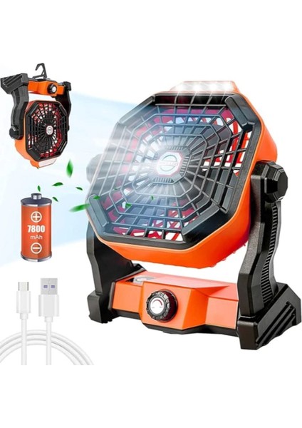 Renkli Mini Şarjlı Ledli Kare Fan, Taşınabilir ve Şık Tasarım fırsatları