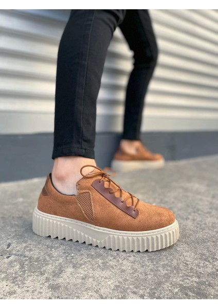 JY502 Bold Bağcıklı Süet Erkek Günlük Sneaker Ayakkabı Skt - Taba