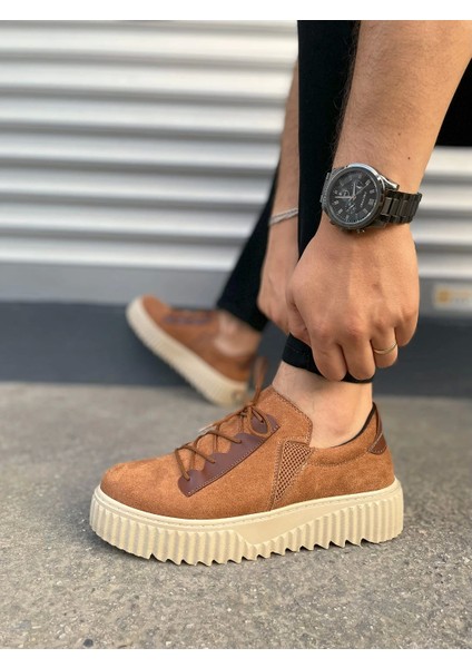 JY502 Bold Bağcıklı Süet Erkek Günlük Sneaker Ayakkabı Skt - Taba modelleri