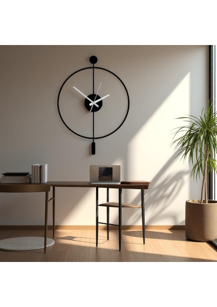 Minimalist Siyah Ahşap Duvar Saati – 49X38CM Sessiz Quartz Mekanizma