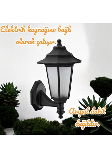 Siyah E27 Duy, Dekoratif Bahçe ve Teras Aydınlatması, Kapı Giriş Armatürü