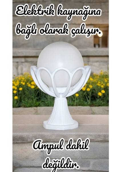 Beyaz E27 Duylu Dekoratif Bahçe Duvar Armatürü, Papatya Tasarımı