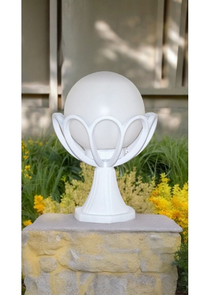 Beyaz E27 Duylu Dekoratif Bahçe Duvar Armatürü, Papatya Tasarımı